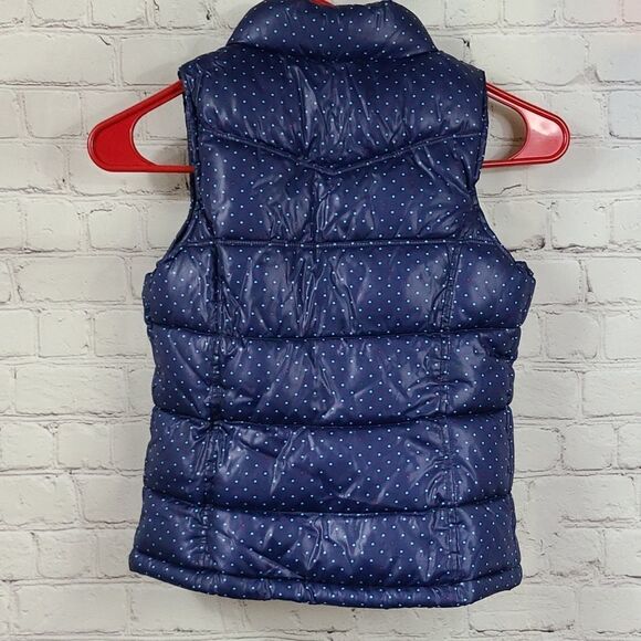 Old Navy Girls Blue Dotted Puffer Vest Fleece Lined Sleeveless Insulated Jacket - Picture 7 of 8